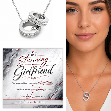 For A Stunning Girlfriend Personalised Trinity Ring Necklace In Keepsake Box