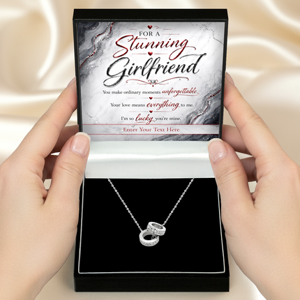 For A Stunning Girlfriend Personalised Trinity Ring Necklace In Keepsake Box