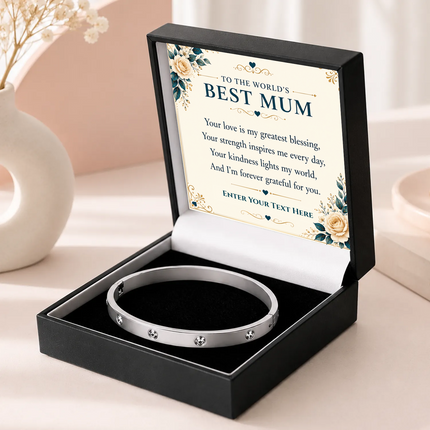 To The Worlds Best Mum Personalised Celeste Bracelet In Keepsake Box