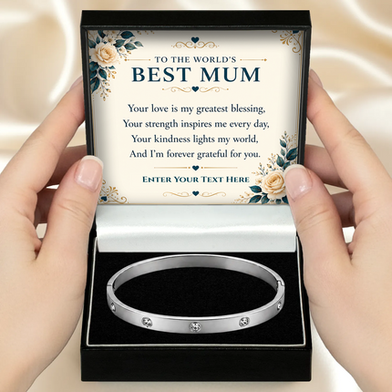 To The Worlds Best Mum Personalised Celeste Bracelet In Keepsake Box