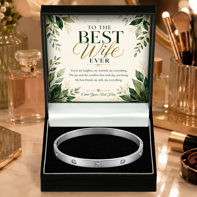 To The Best Wife Ever Personalised Celeste Bracelet In Keepsake Box