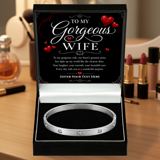 To My Gorgeous Wife Personalised Celeste Bracelet In Keepsake Box