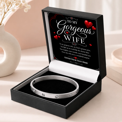 To My Gorgeous Wife Personalised Celeste Bracelet In Keepsake Box