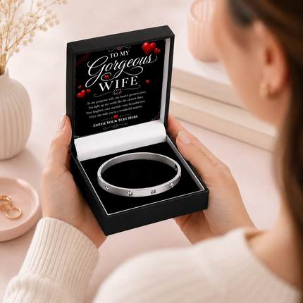 To My Gorgeous Wife Personalised Celeste Bracelet In Keepsake Box