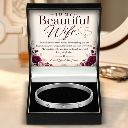 To My Beautiful Wife Personalised Celeste Bracelet In Keepsake Box