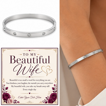 To My Beautiful Wife Personalised Celeste Bracelet In Keepsake Box
