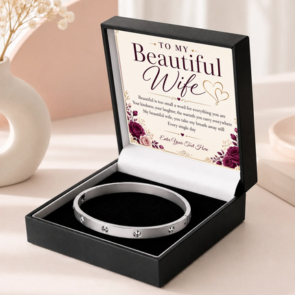 To My Beautiful Wife Personalised Celeste Bracelet In Keepsake Box