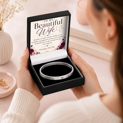 To My Beautiful Wife Personalised Celeste Bracelet In Keepsake Box
