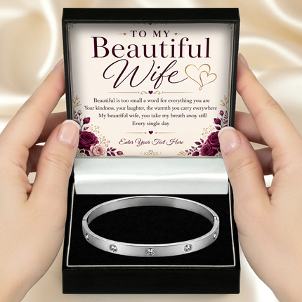 To My Beautiful Wife Personalised Celeste Bracelet In Keepsake Box