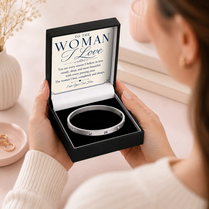 To The Woman I Love Personalised Celeste Bracelet In Keepsake Box
