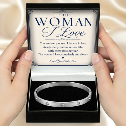 To The Woman I Love Personalised Celeste Bracelet In Keepsake Box