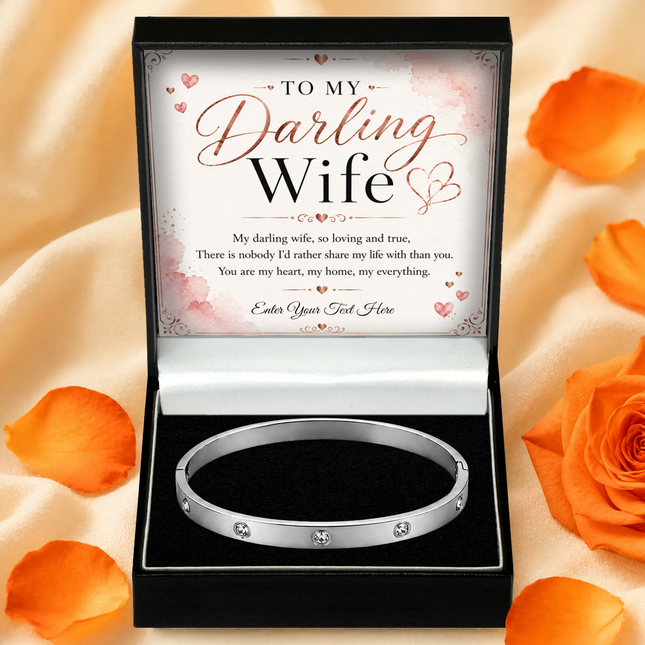 To My Darling Wife Personalised Celeste Bracelet In Keepsake Box