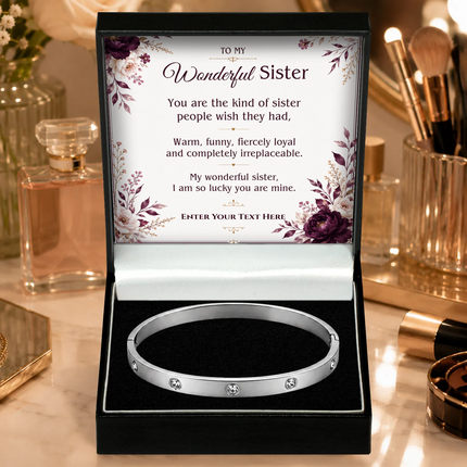To My Wonderful Sister Personalised Celeste Bracelet In Keepsake Box