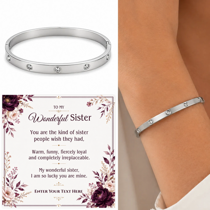 To My Wonderful Sister Personalised Celeste Bracelet In Keepsake Box