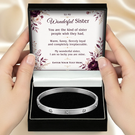 To My Wonderful Sister Personalised Celeste Bracelet In Keepsake Box