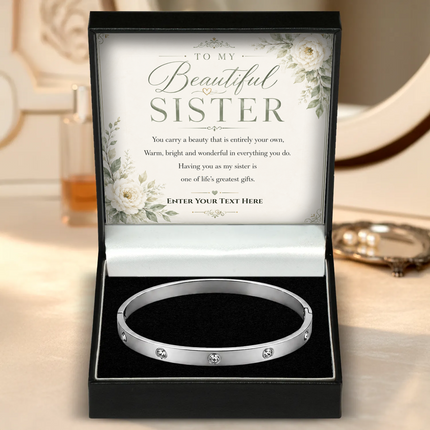 To My Beautiful Sister Personalised Celeste Bracelet In Keepsake Box