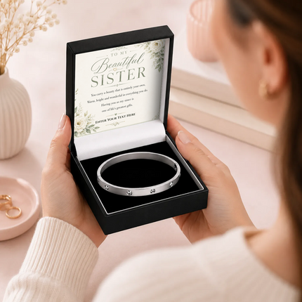 To My Beautiful Sister Personalised Celeste Bracelet In Keepsake Box