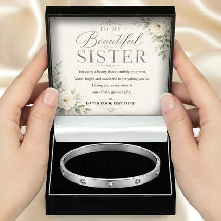 To My Beautiful Sister Personalised Celeste Bracelet In Keepsake Box