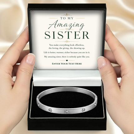 To My Amazing Sister Personalised Celeste Bracelet In Keepsake Box