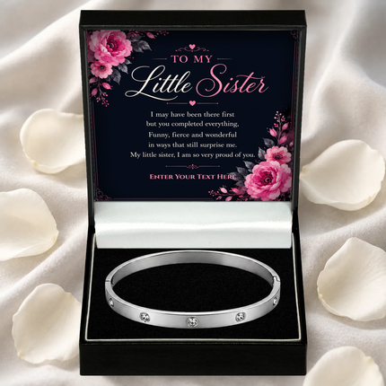 To My Little Sister Personalised Celeste Bracelet In Keepsake Box