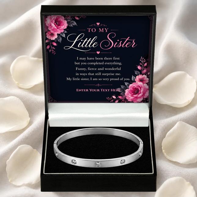 To My Little Sister Personalised Celeste Bracelet In Keepsake Box