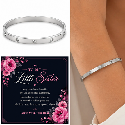 To My Little Sister Personalised Celeste Bracelet In Keepsake Box