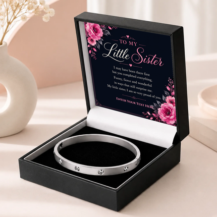 To My Little Sister Personalised Celeste Bracelet In Keepsake Box