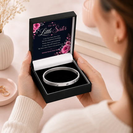 To My Little Sister Personalised Celeste Bracelet In Keepsake Box