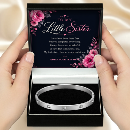 To My Little Sister Personalised Celeste Bracelet In Keepsake Box