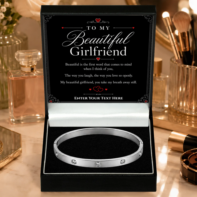 To My Beautiful Girlfriend Personalised Celeste Bracelet In Keepsake Box