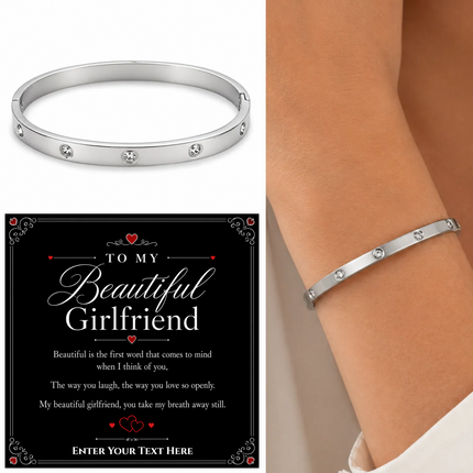 To My Beautiful Girlfriend Personalised Celeste Bracelet In Keepsake Box