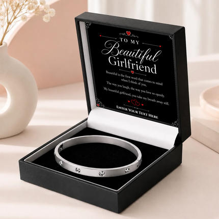 To My Beautiful Girlfriend Personalised Celeste Bracelet In Keepsake Box