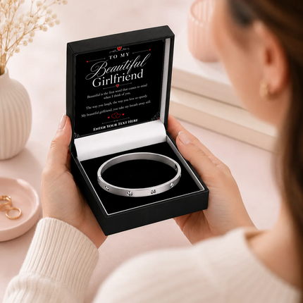 To My Beautiful Girlfriend Personalised Celeste Bracelet In Keepsake Box