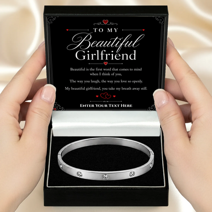 To My Beautiful Girlfriend Personalised Celeste Bracelet In Keepsake Box