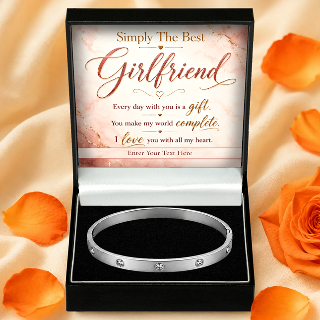 Simply The Best Girlfriend Personalised Celeste Bracelet In Keepsake Box