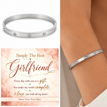 Simply The Best Girlfriend Personalised Celeste Bracelet In Keepsake Box