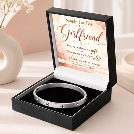 Simply The Best Girlfriend Personalised Celeste Bracelet In Keepsake Box