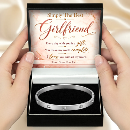 Simply The Best Girlfriend Personalised Celeste Bracelet In Keepsake Box