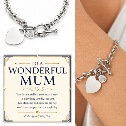 To A Wonderful Mum Personalised Unity Heart Bracelet In Keepsake Box