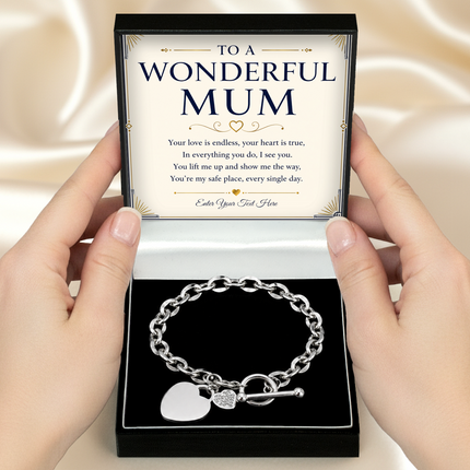 To A Wonderful Mum Personalised Unity Heart Bracelet In Keepsake Box