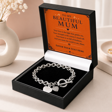 To My Beautiful Mum Personalised Unity Heart Bracelet In Keepsake Box