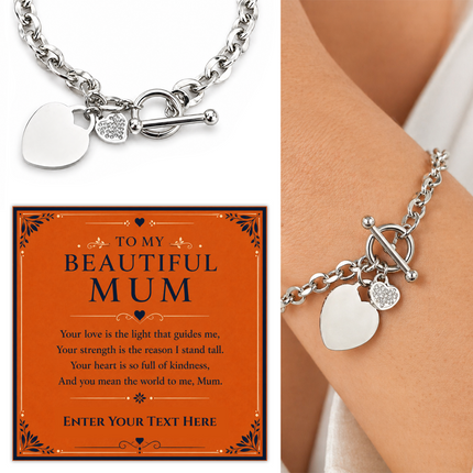 To My Beautiful Mum Personalised Unity Heart Bracelet In Keepsake Box