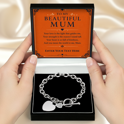 To My Beautiful Mum Personalised Unity Heart Bracelet In Keepsake Box