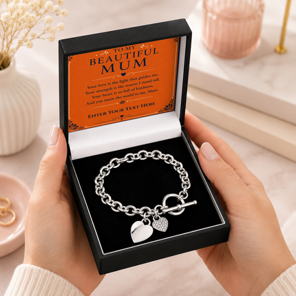 To My Beautiful Mum Personalised Unity Heart Bracelet In Keepsake Box