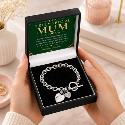 To A Truly Special Mum Personalised Unity Heart Bracelet In Keepsake Box