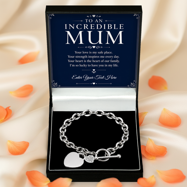 To An Incredible Mum Personalised Unity Heart Bracelet In Keepsake Box