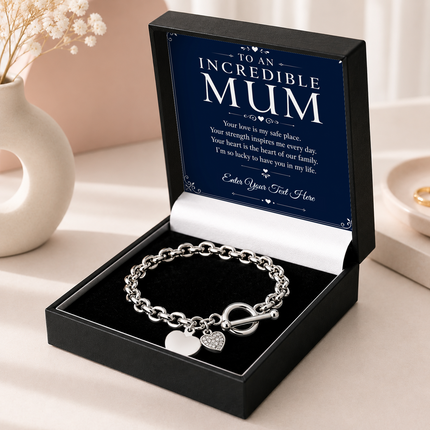 To An Incredible Mum Personalised Unity Heart Bracelet In Keepsake Box