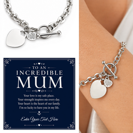 To An Incredible Mum Personalised Unity Heart Bracelet In Keepsake Box
