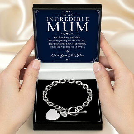 To An Incredible Mum Personalised Unity Heart Bracelet In Keepsake Box