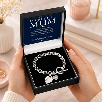 To An Incredible Mum Personalised Unity Heart Bracelet In Keepsake Box
